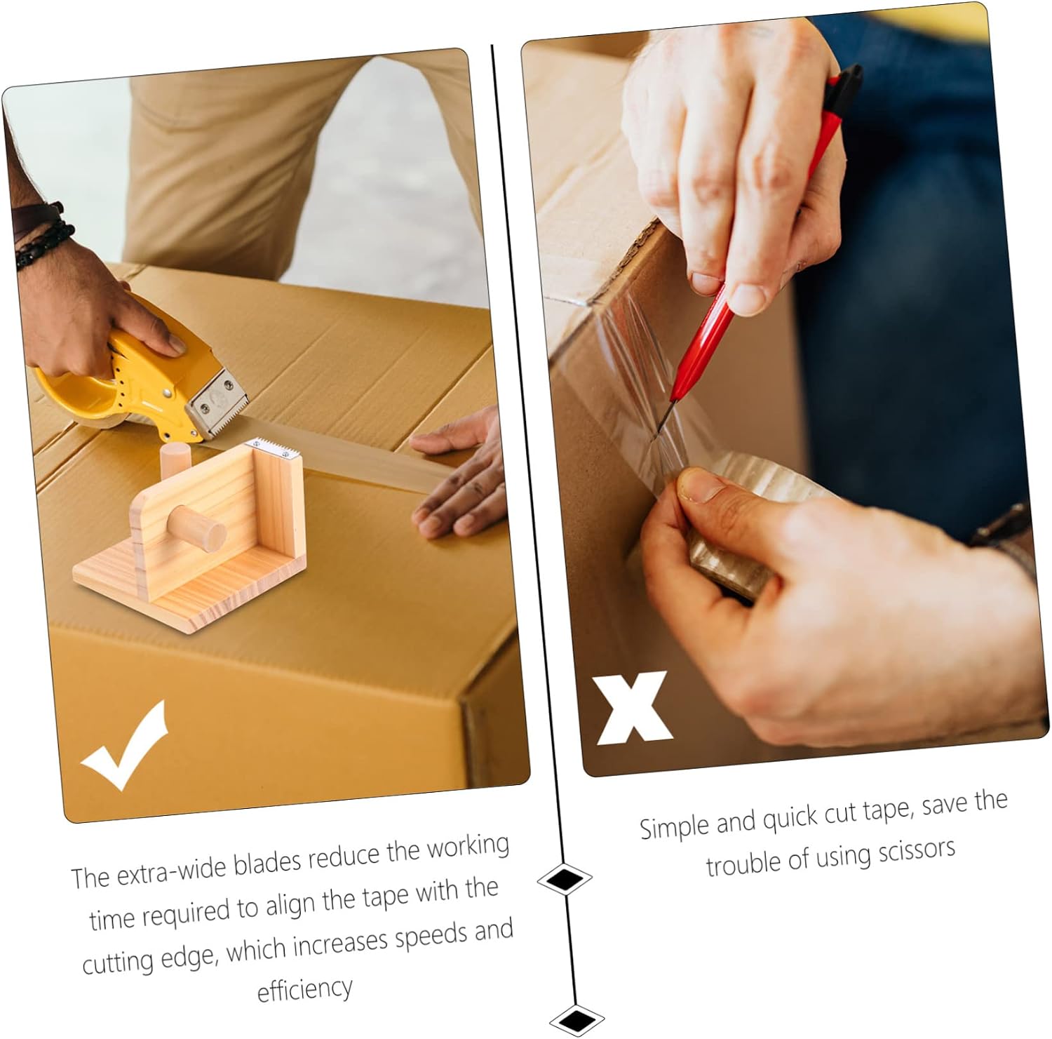 DOITOOL Creative Wooden Tape Dispenser Cutter Portable Tape Cutting Gadget Non-Slip Base for Office and Home Use image 5