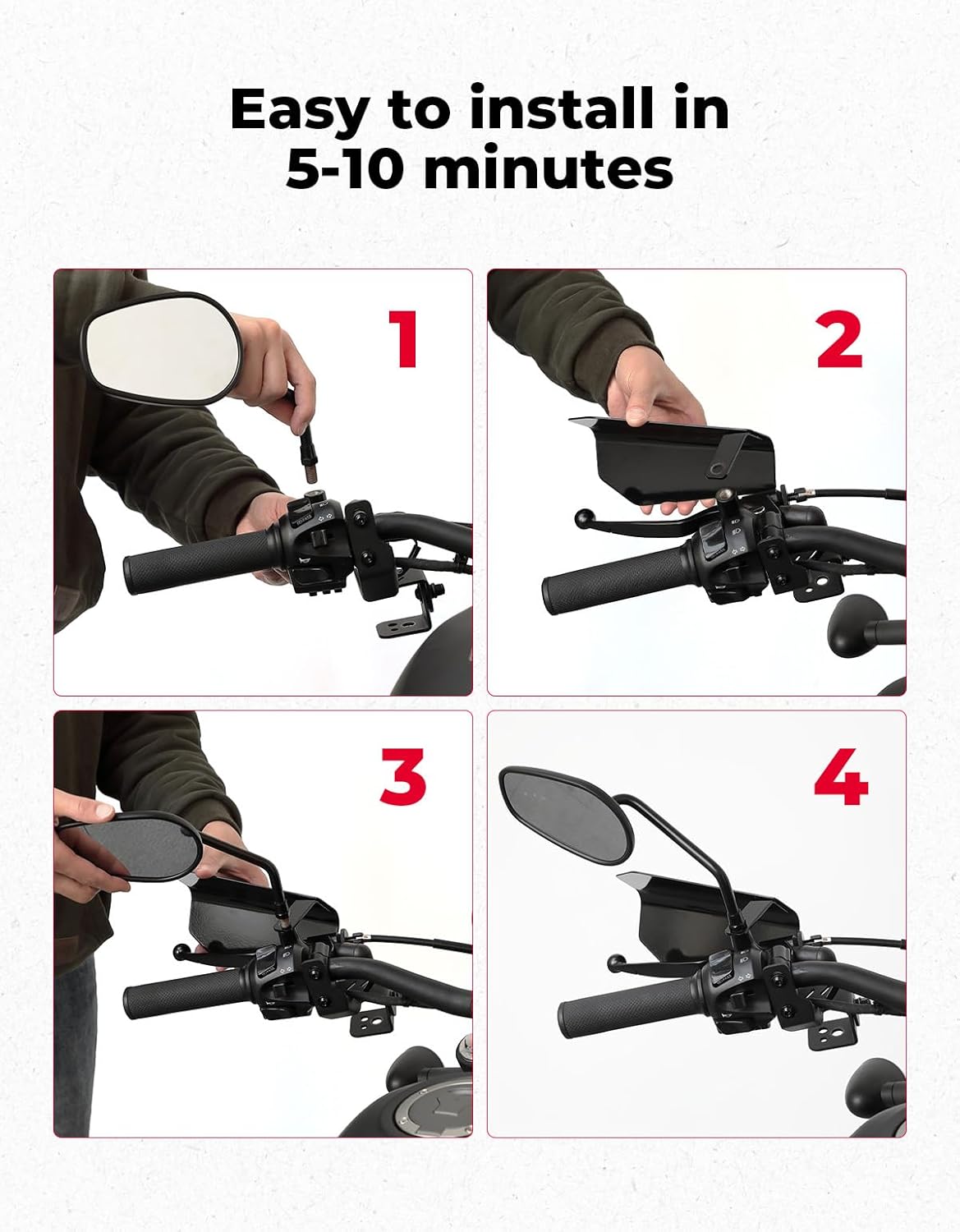 KEMIMOTO Motorcycles Coffin Cut Handguards Compatible with Rebel CMX 300 500 1100 DCT 2025-2017 Hand Guards Hand Shields Rebel Accessoires