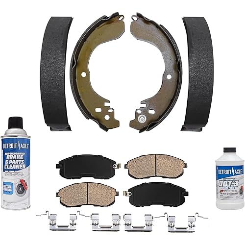 Detroit Axle - Brake Kit for 07-12 Sentra Versa, 09-14 Nissan Cube, Front Ceramic Brake Pads Rear Semi-metallic Brake Shoes 2009 2010 2011 2012 Replacement