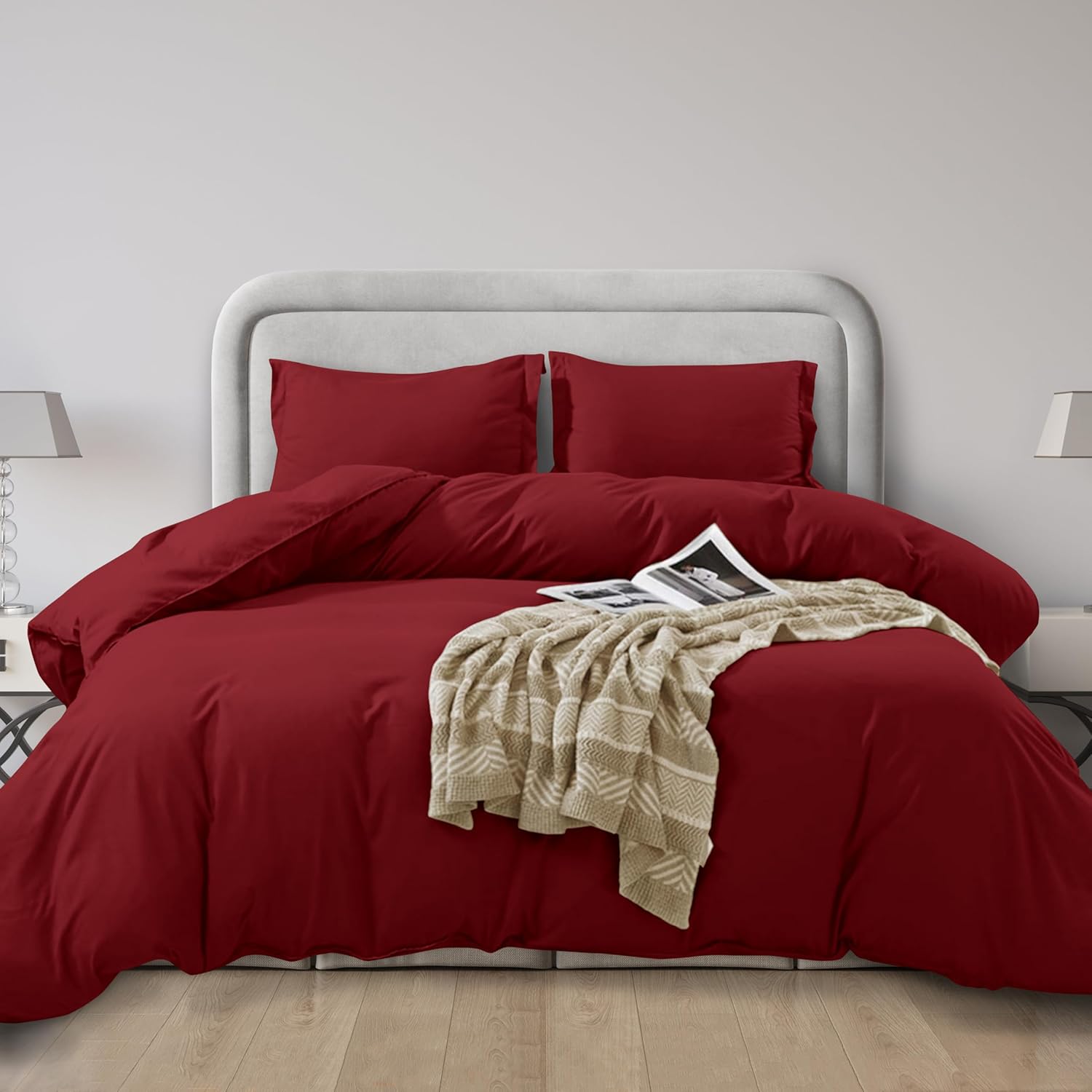 Elegant Comfort Luxury 2-Piece Duvet Cover Set - 1500 Premium Hotel Quality Microfiber Hotel Collection - Comforter Cover with Button Closure and 1 Pillow Sham, Twin/Twin XL, Burgundy