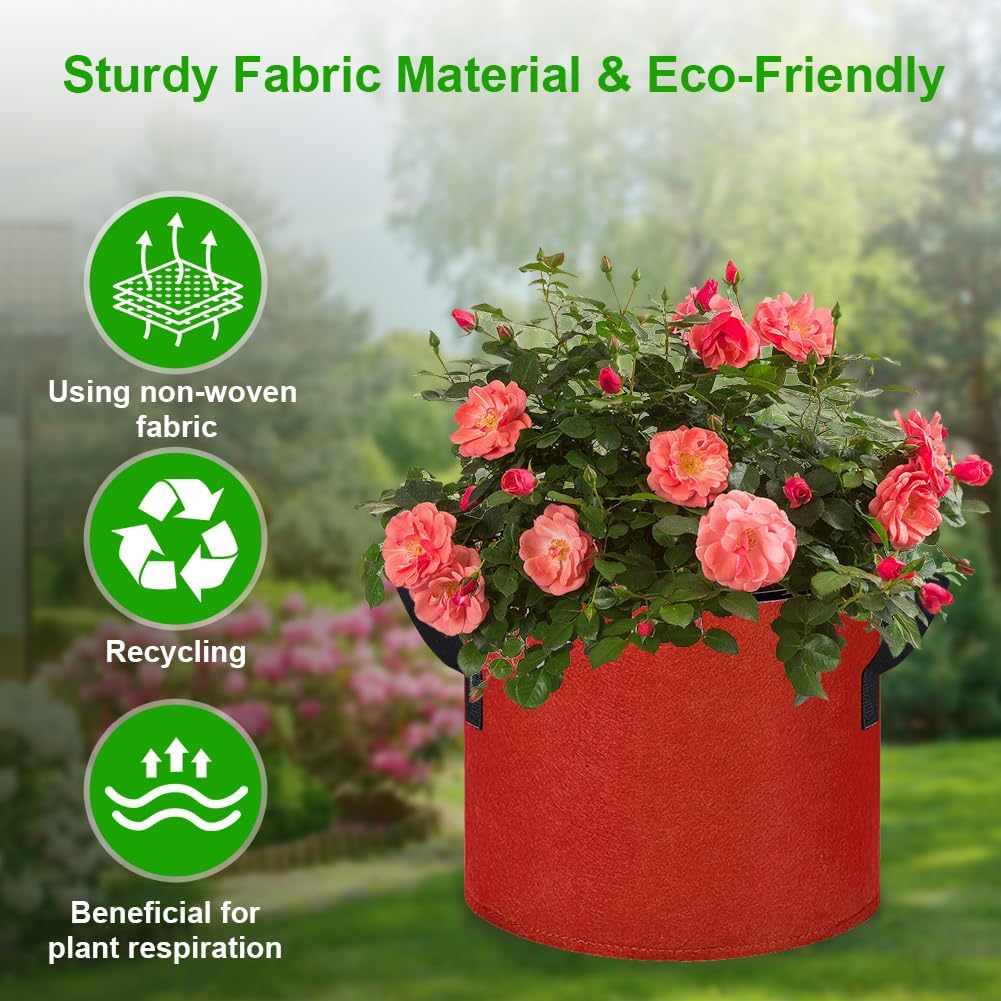 5 Gallon Grow Bags 16 Pack Multicolor Fabric Plant Pots with Handles Nonwoven Potato Grow Bags Plant Growing Containers Bag for Garden Fruit Vegetable Flower(Orange+Red+Yellow+Purple)