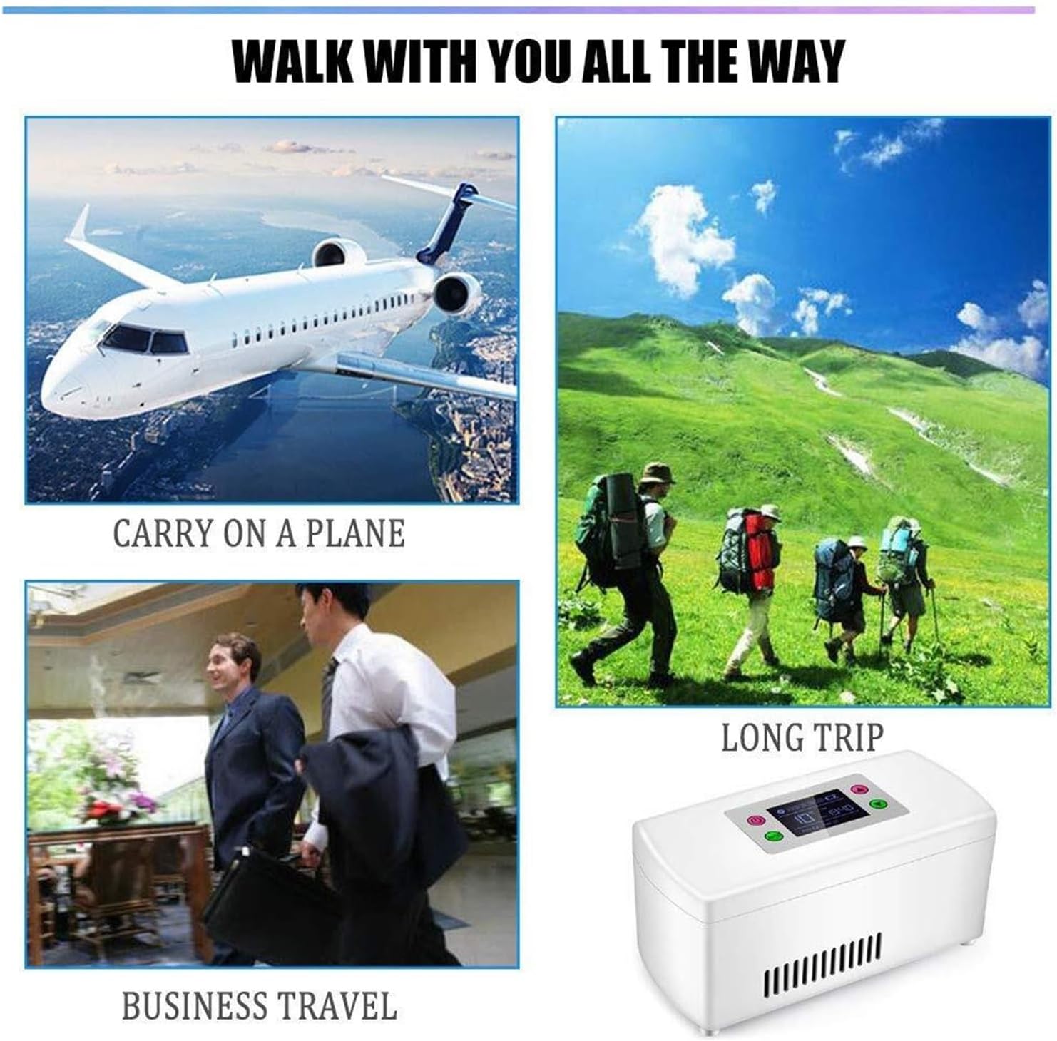 Insulin Cooler for Diabetics Travel - Portable Medical Fridge with Digital Temperature Control 2-8°C, Built-in Rechargeable Battery, USB Charging, for Insulin Pens, Vials & Medications