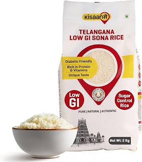 KisaanSay Sugar Control Rice- Telangana Sona Rice (2 KG) | Lab Tested Low Glycemic| Diabetes-Friendly | Unpolished | High ... Price In India