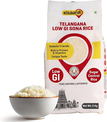 KisaanSay Sugar Control Rice- Telangana Sona Rice (2 KG) | Lab Tested Low Glycemic| Diabetes-Friendly | Unpolished | High ...