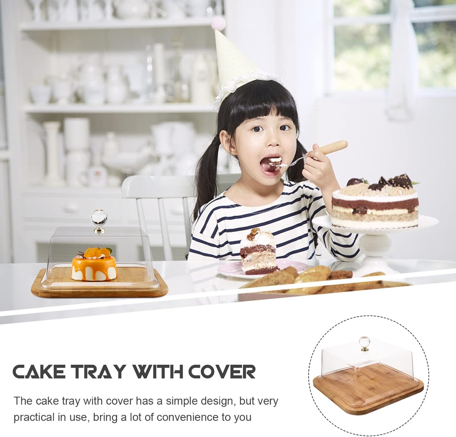 DOITOOL Bread Tasting Plate Cake Stand with Lid Fruit Plate Cake Tray with Lid Server Stand with Cover Display Stand Small Party Tray Party Supplies