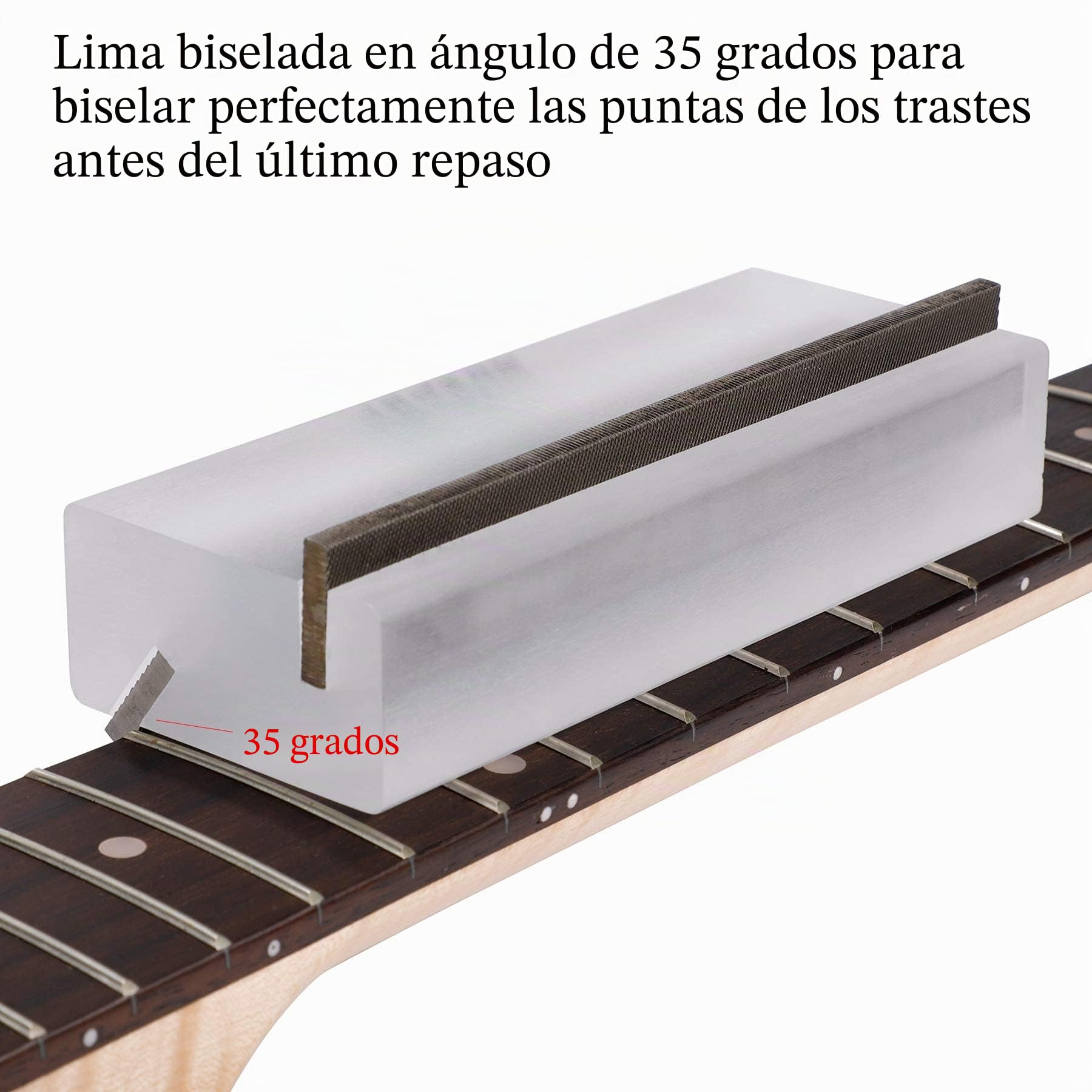 Alnicov - Lima para los trastes de la guitarra, 35º y 90º de inclinación, herramienta de luthier para guitarras y bajos
