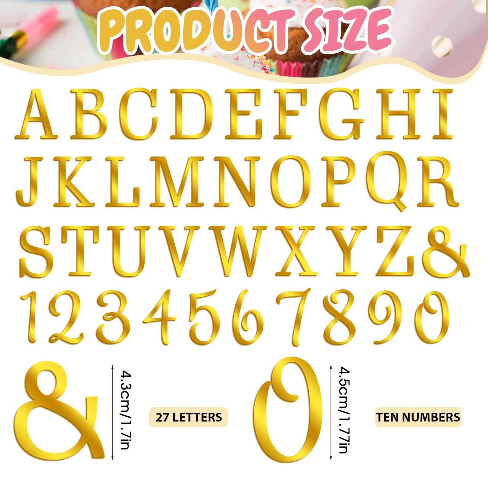 ZEYIYER 37PCS Acrylic Letters for Cake Gold Letter Cake Topper - Image 2