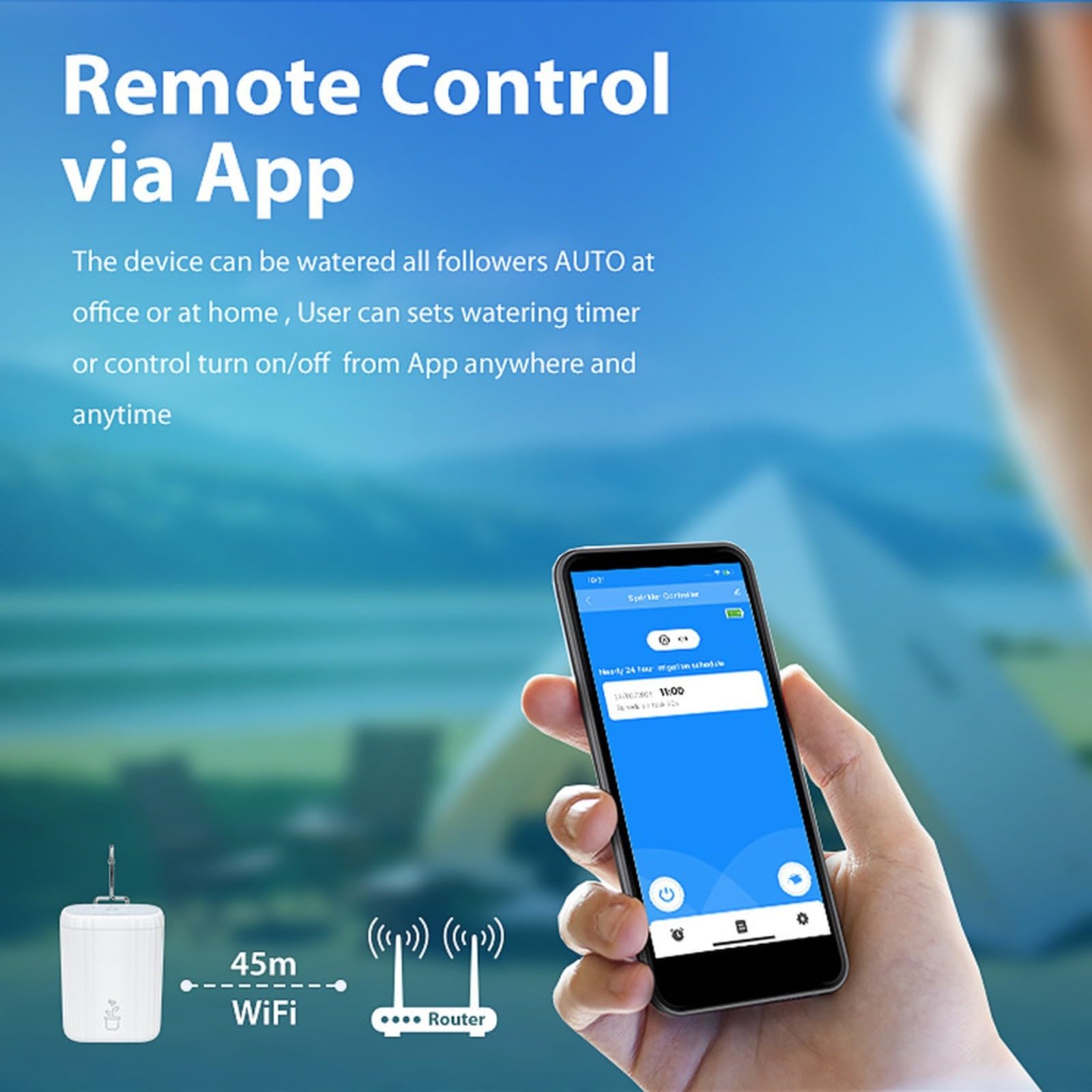 Sistema di irrigazione automatico WiFi con irrigazione a goccia temporizzata per piante da interno, dispositivo impermeabile IP66