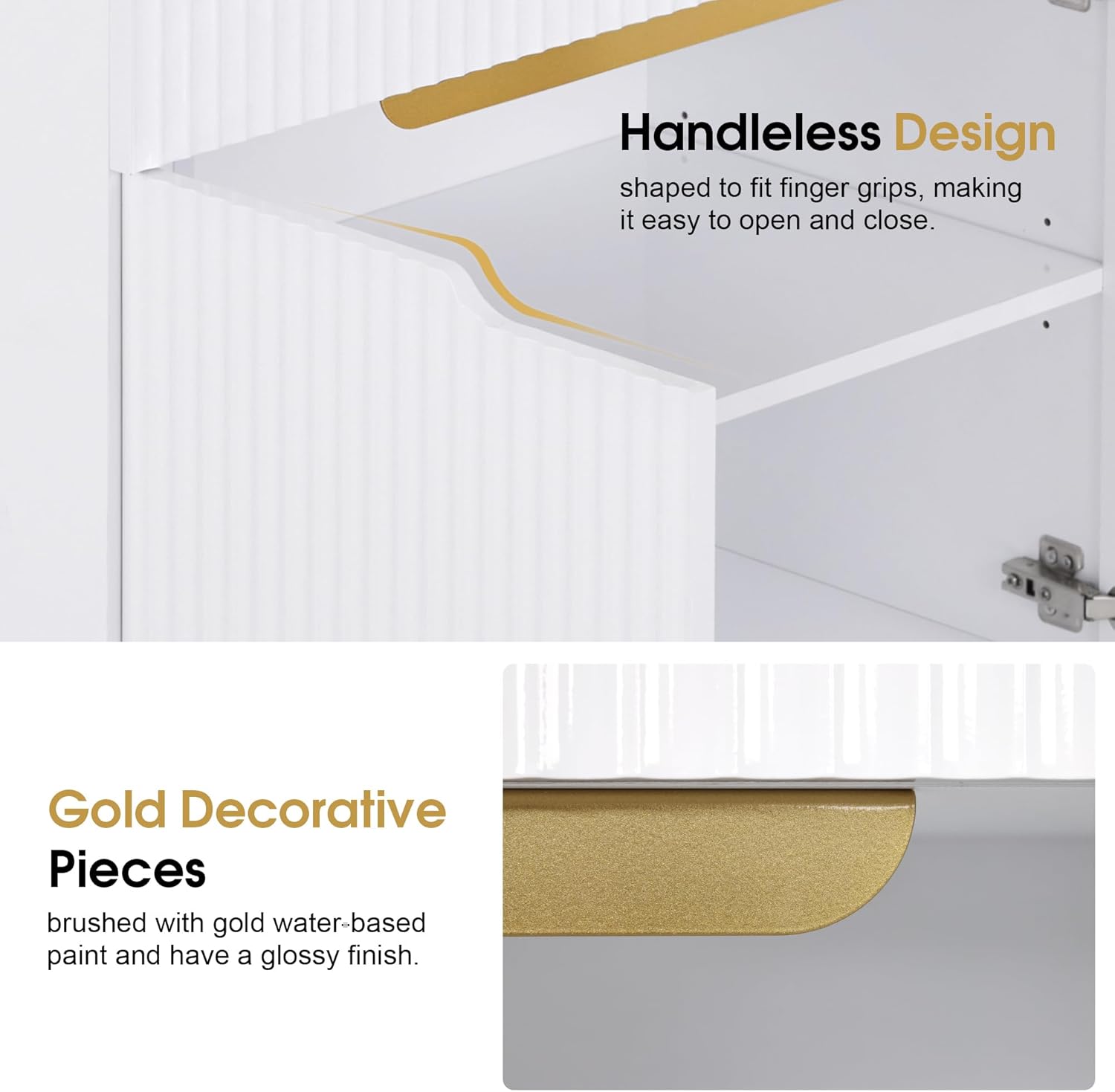 BarberPub Barber Station with Drawer & Cabinet, Beauty Salon White Storage Organizer with Concave Fluted Wall, Modern SPA Freestanding Equipment 3196 (White)