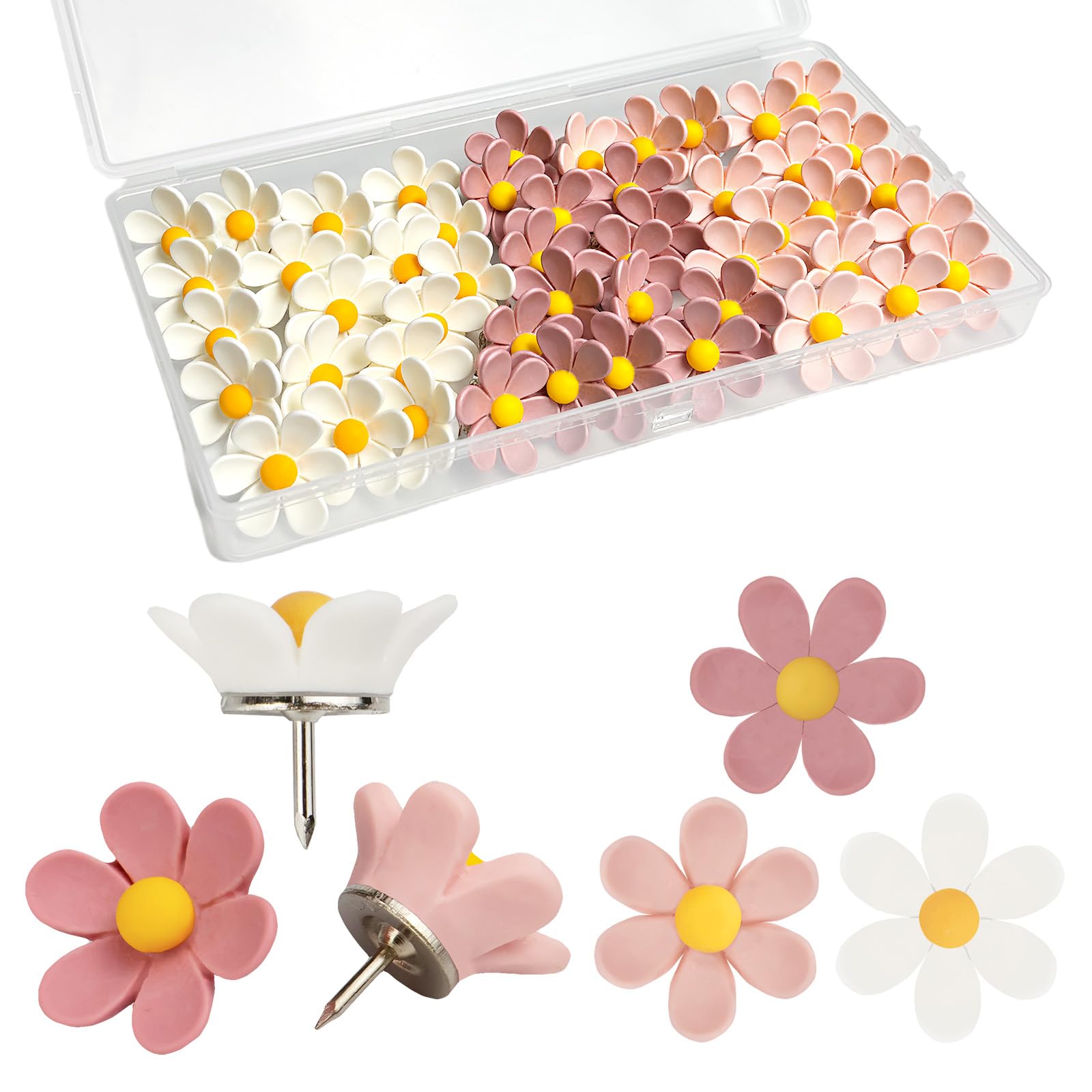 Flower Push Pins - Cute Office Decor & Bulletin Board Supplies -15 Flower Push Pins - Cute Office Decor & Bulletin Board Supplies -15