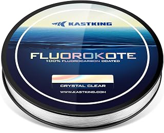 KastKing FluoroKote Fluorocarbon Coated Fishing Line - Invisible Leader, Fast Sinking, Abrasion Resistant, Low Stretch 4-40LB