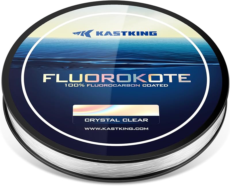 Línea de pesca recubierta de fluorocarbono KastKing Fluorokote, líder de fluorocarbono | Claridad extrema, hundimiento rápido, resistente a los golpes, alta resistencia a la abrasión, baja visibilidad, fuerte resistencia al nudo