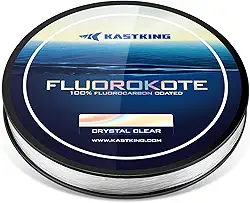 KastKing Fluorokote Linha de pesca 100% revestida de fluorocarbono, líder de fluorocarbono, clareza extrema, afundamento rápido, resistente a choques, alta resistência à abrasão