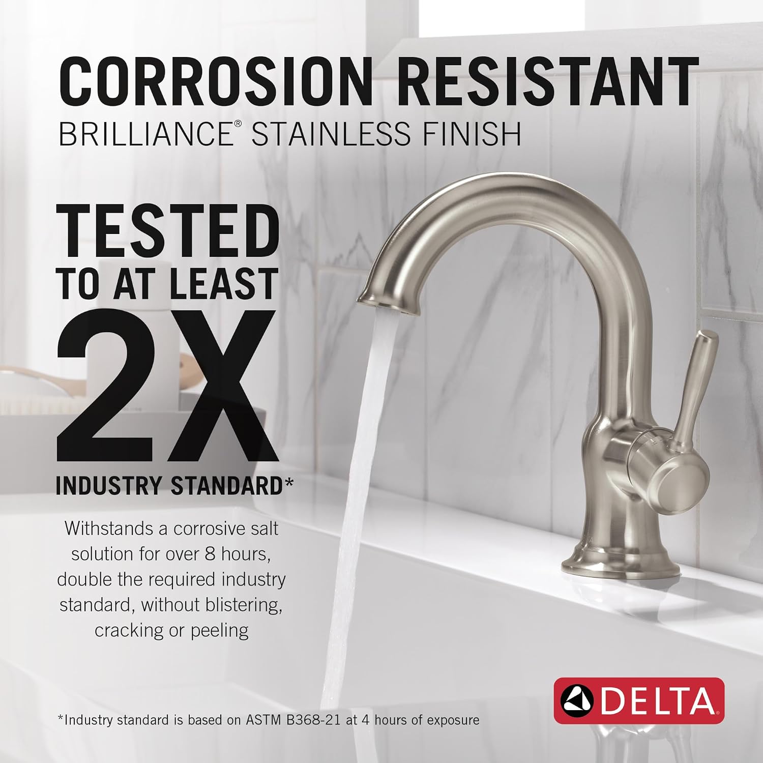 Delta Roe Brushed Nickel Bathroom Faucet 1 Hole, Single Hole Bathroom Sink Faucet for Vanity, Push-Pop Drain Assembly, Stainless 15985LF-SS