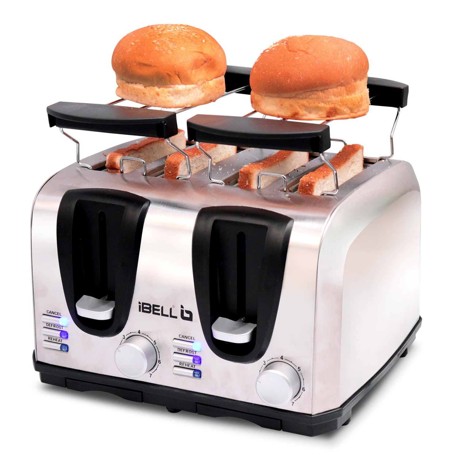 Buy iBELL 130G Auto Pop up Bread Toaster 4 Slices, 1300 Watts with