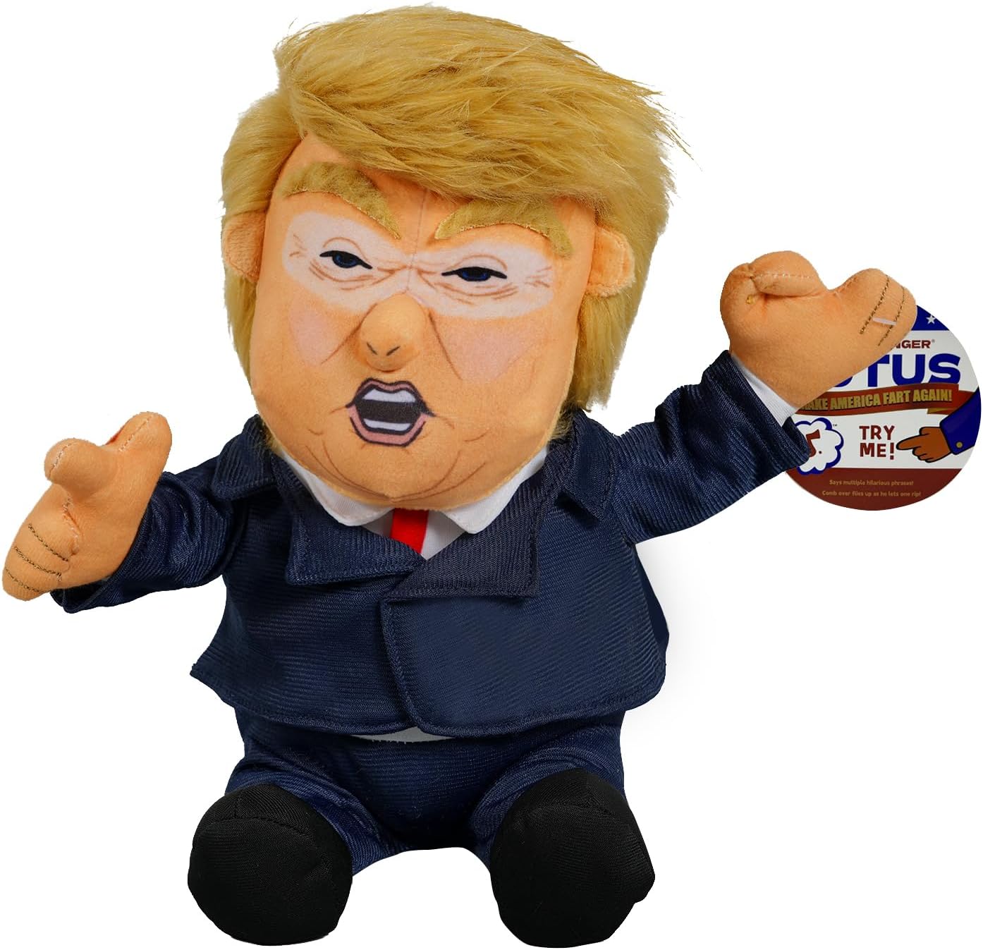 Trump Plush Doll, Donald Trump Plush Toys Presses My Finger to Hear Me Talk and Blow Up My Hair-10.5 Inch Trump Merchandise, Black