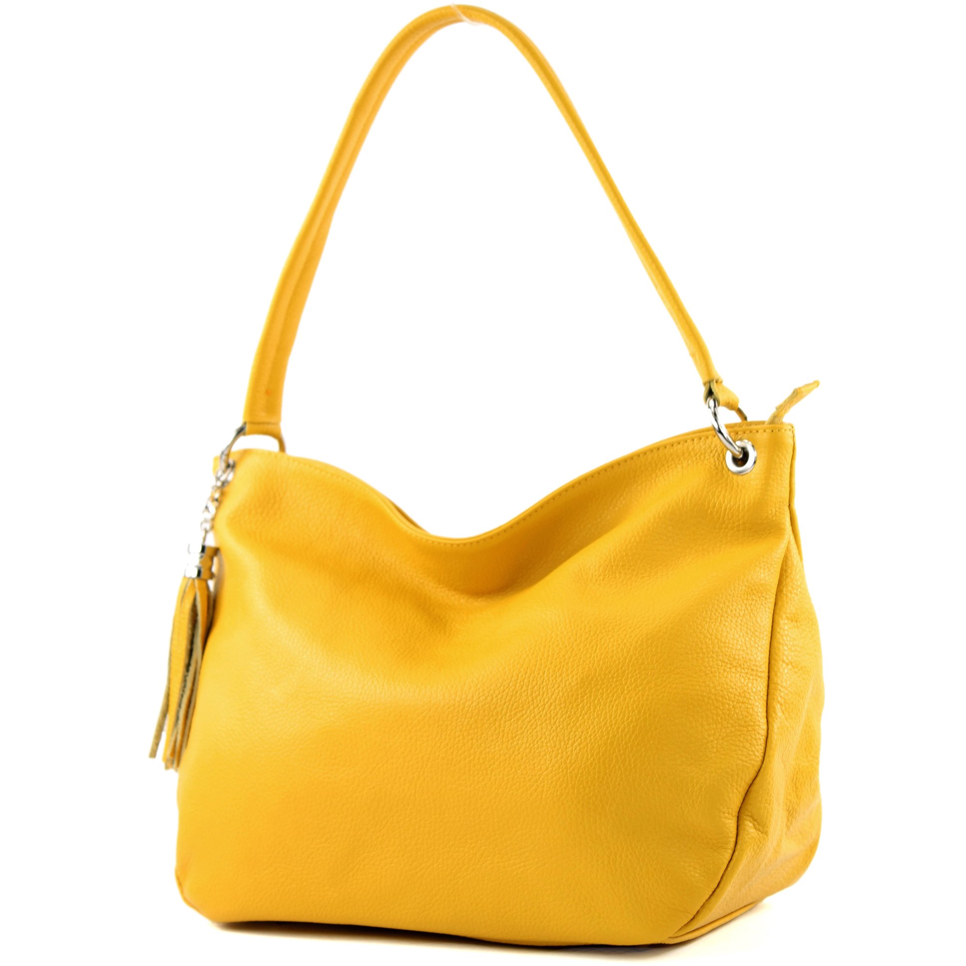 modamoda de - T154 - Borsa a tracolla in pelle, Giallo sole 2021, m