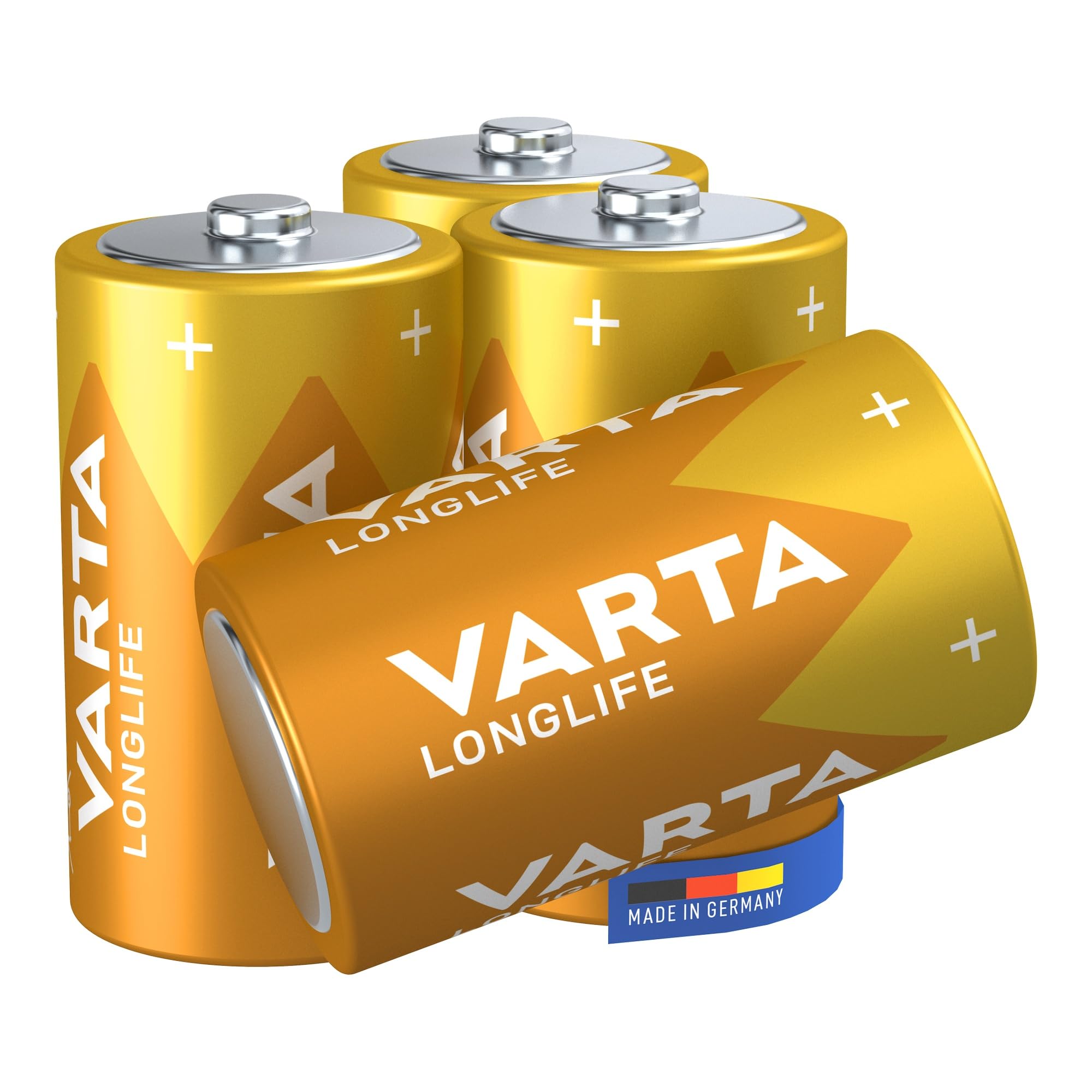 VARTA Batterien D, 4 Stück, Longlife, Alkaline Mono-Zelle mit 1,5 V