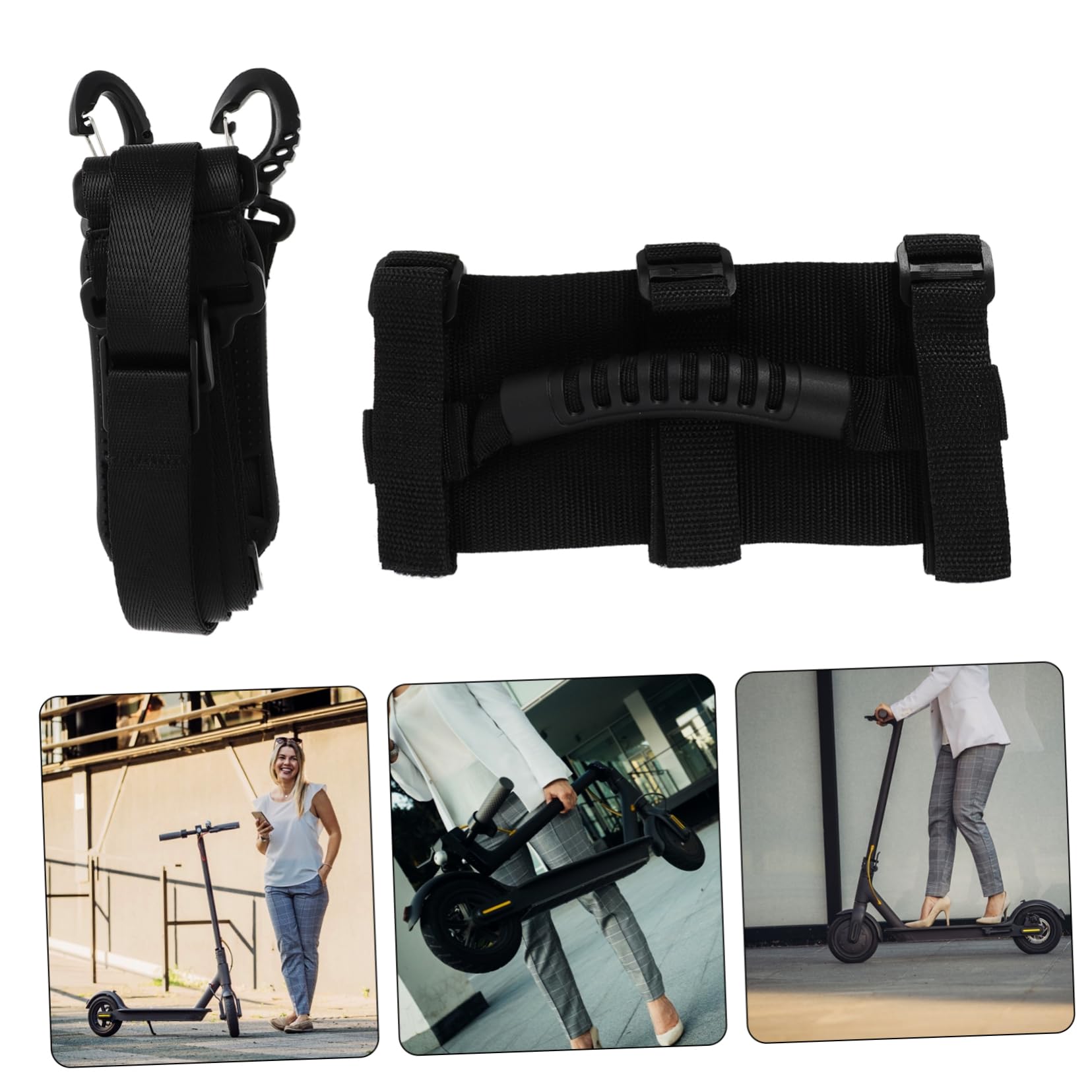 Mipcase Sangle Trottinette Accessoires De Scooter Électrique Sangles De Transport De Scooter Poignées Bandoulière pour Scooter Flotter Serrure De Scooter PP Black