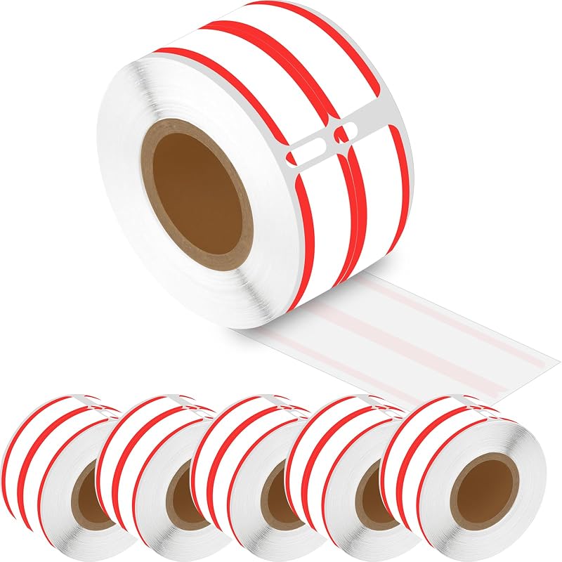 6 Rolls (260 Labels/Roll) Compatible for DYMO 30276 9/16 in x 3-7/16 in White w/Red Stripe 2 up File Folder Labels for Labelwriter 450, 4XL and Zebra Desktop Printers