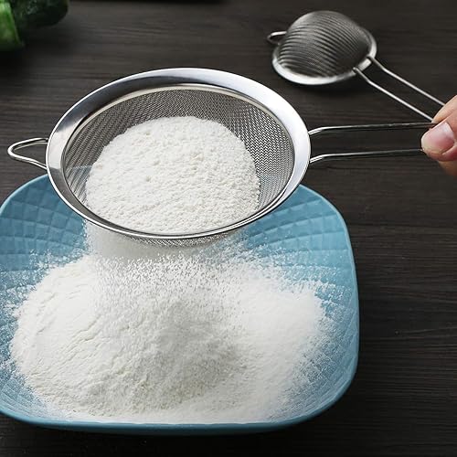 Miniatura 7 de Eleen Colador de acero inoxidable  Juego de 3 coladores de cocina disponibles (S, M, L)  Coladores perfectos para uso en cocina  Colador de malla