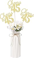 Vista 21 de Gexolenu Cheers to 21, paquete de 10 piezas de centros de mesa de cumpleaños número 21 con purpurina negra de doble cara para mesas, palitos