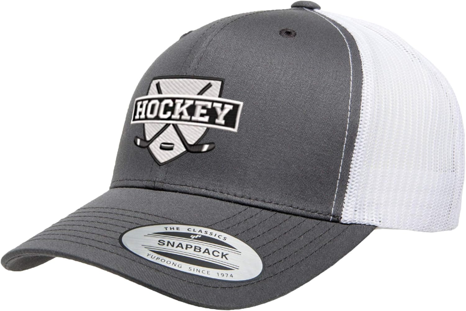 Ice Hockey Trucker Hat – Embroidered Hockey Snapback Cap for Men & Women, Mesh Back Adjustable Baseball Hat