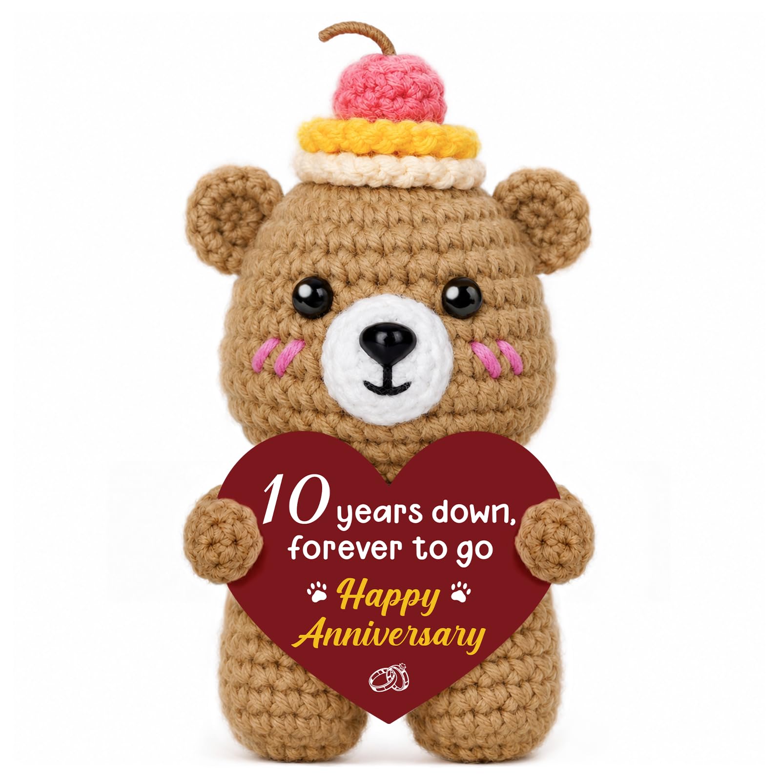 10th Wedding Anniversary Crochet Bear Gift for Tin Wedding Anniversary — image 1