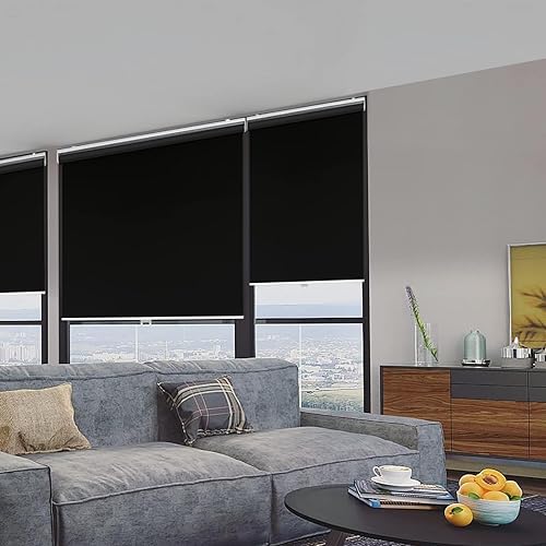 Miniatura 2 de Persianas enrollables opacas para ventanas, sin cordones, para oscurecer la habitación, con aislamiento térmico, fácil de instalar, para el hogar,