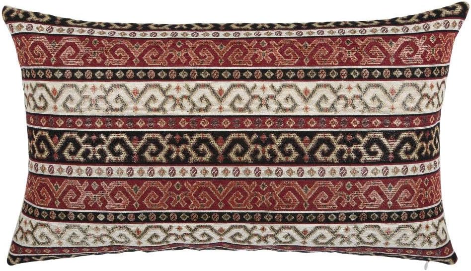 Lumbar Throw Pillow Covers Burgundy Red and Black Kilim - 12 x 20 Inches Decorative Pillows, Boho Room Decor for Couch, Bohemian Outdoor Case for Farmhouse, Patio, for Sofa