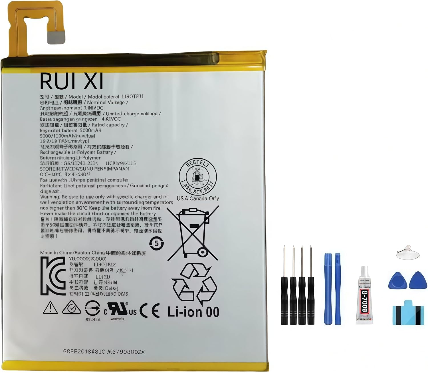 Battery compatible For Lenovo Tab M8 TB-8705F/N/M TB-8505F/X/XS 5000mAh 3.86V L19D1P31 Tablet Battery