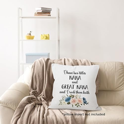 Miniatura 5 de Nana Great Nana Gifts Throw Pillow Covers 18x18, I Have Two Titles Nana and Great Nana and I Rock Them Both Family Thank You Gifts Decor Pillow
