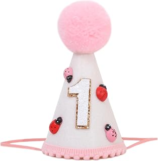 Ladybug Birthday Hat for Girls - Pink Ladybug Decoration, Spring Summer Garden Birthday Decor, Love Bug First Birthday Crown