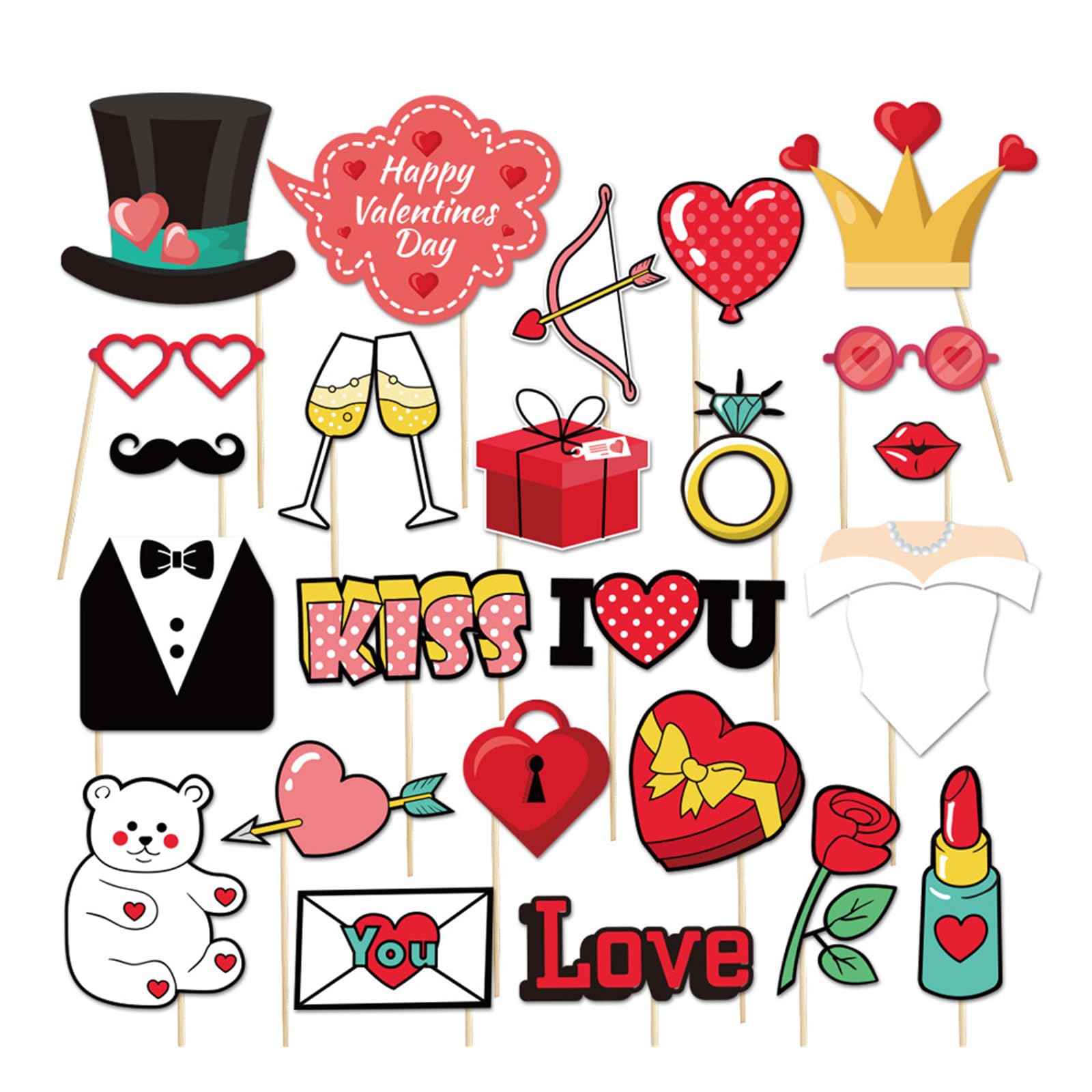 Jazuaiao Day Photo Booth Props Valentines Decoration Photography Wedding Frame Booth
