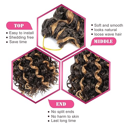 Miniatura 4 de Gogo - Cabello rizado de ganchillo de 8 pulgadas, cabello corto rizado de ganchillo para mujeres negras, rizos de playa, cabello rizado con trenzas