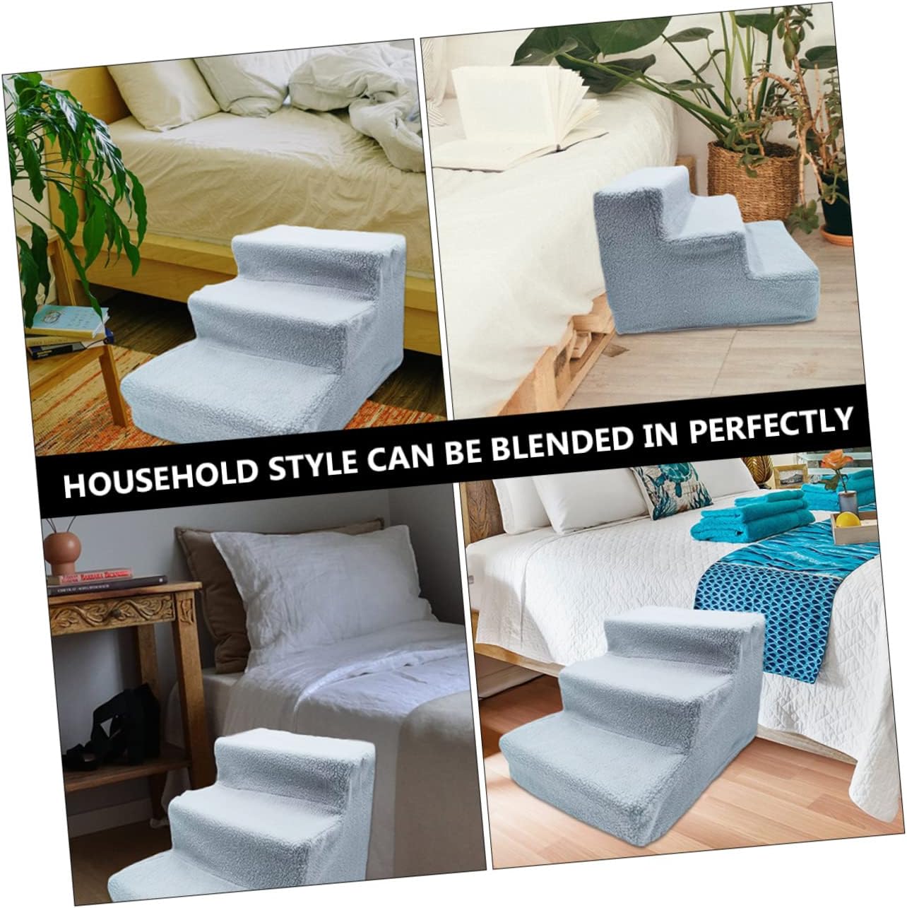 POPETPOP Doggie Stairs for Small Dogs and Cats Plastic Pet Steps Ladder Ramp Bed Climbing Stairs for Puppies Elder Pets