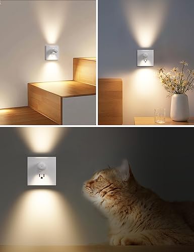 Miniatura 7 de GEPLAD Paquete de 6 luces LED nocturnas enchufables, luz blanca suave de 3000 K, luz nocturna del atardecer al amanecer, iluminación ambiental, luz