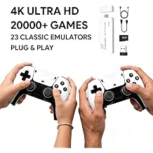 Retro Game Console 2026 New Edition, featuring 128GB of built-in storage, pre-loaded with over 20,000 retro classic games, two wireless controllers, 4K HDMI TV output, and a plug-and-play portable retro gaming system