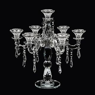 Crystal Candle Holder, 7-Arm Candlestick Crystal Candelabra - Wedding Floor & Table Centerpiece