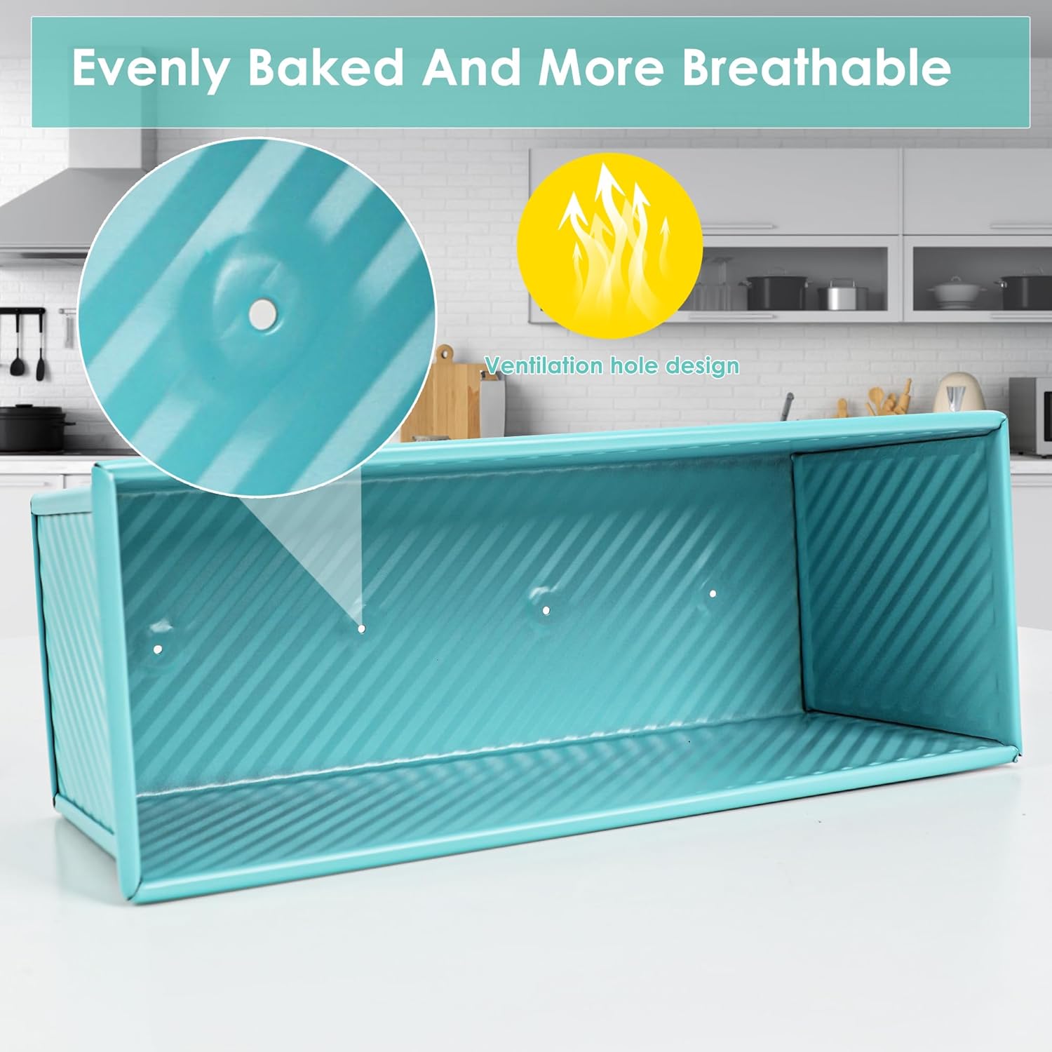 2-Pack 12-Cup Muffin Pan with Lid & Blue Pullman Loaf Pan with Lid, 2.2LB Bread Loaf Pan