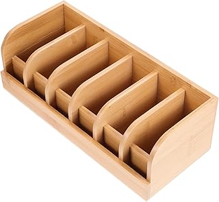 Caja Organizadora de Cinturones de Bambú 6 Compartimentos, Soporte para Exhibición y Almacenamiento de Cinturones para A...