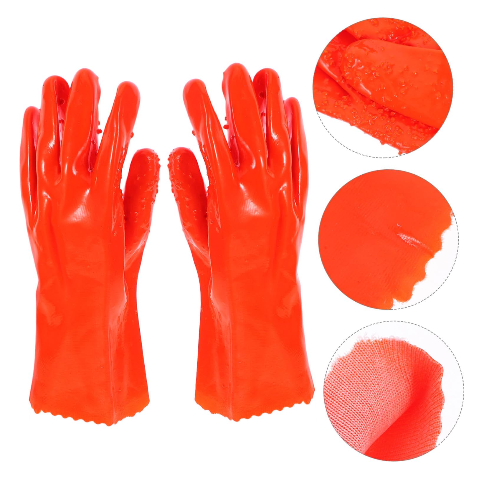UKCOCO Guantes Impermeables de Pvc Naranja, 6 Pares para Trabajo