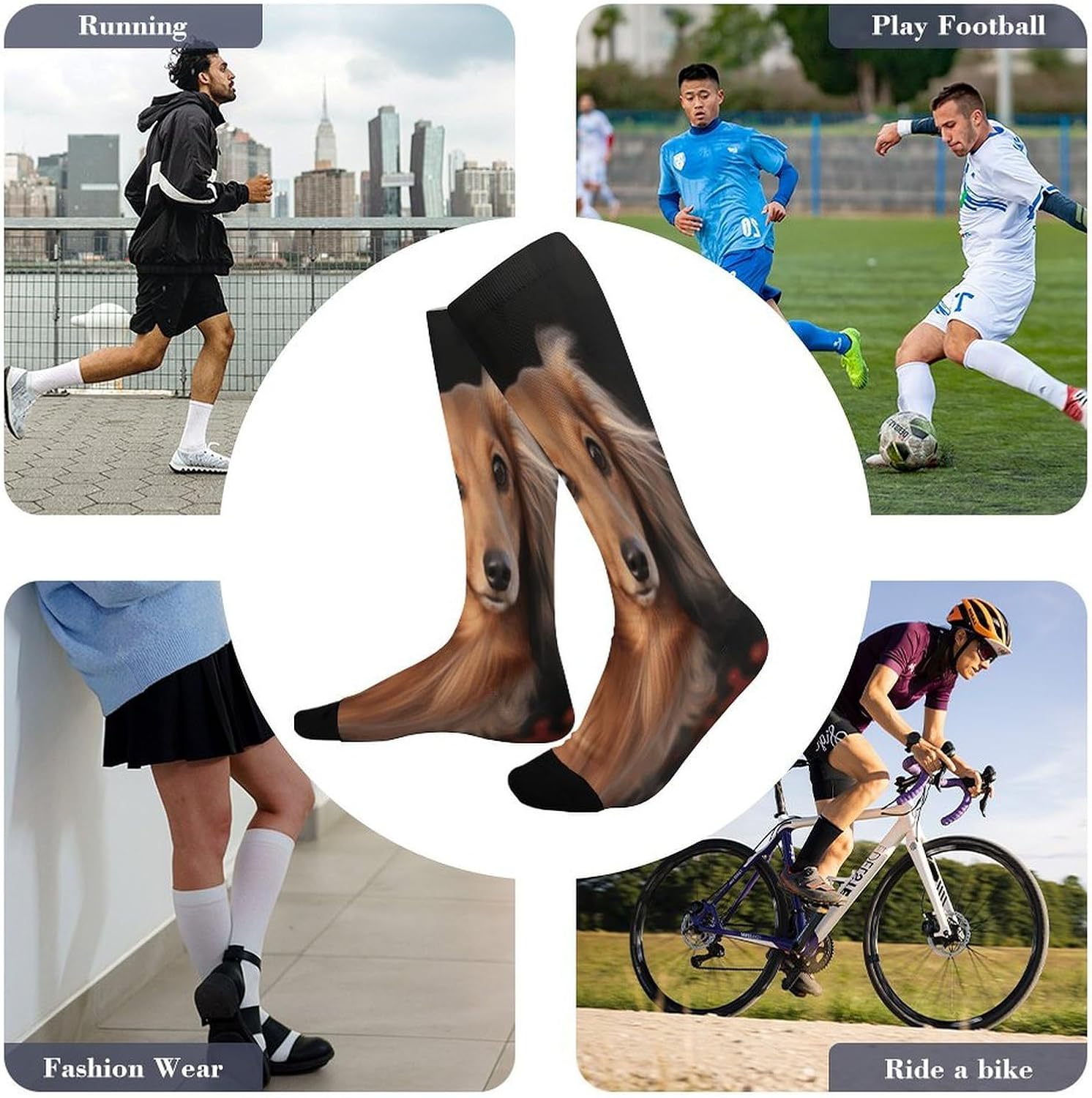 Long Haired Dachshund Compression Sock Circulation Support Socks Lightweight Knee High Tube Sock Over-The-Calf Sock for Adult