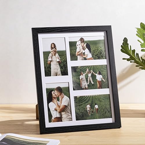 Miniatura 6 de eletecpro Marco de fotos de collage de 11 x 14 pulgadas con 2 alfombrillas diferentes, 5 fotos de 4 x 6 o 2 fotos de 5 x 7 con paspartú
