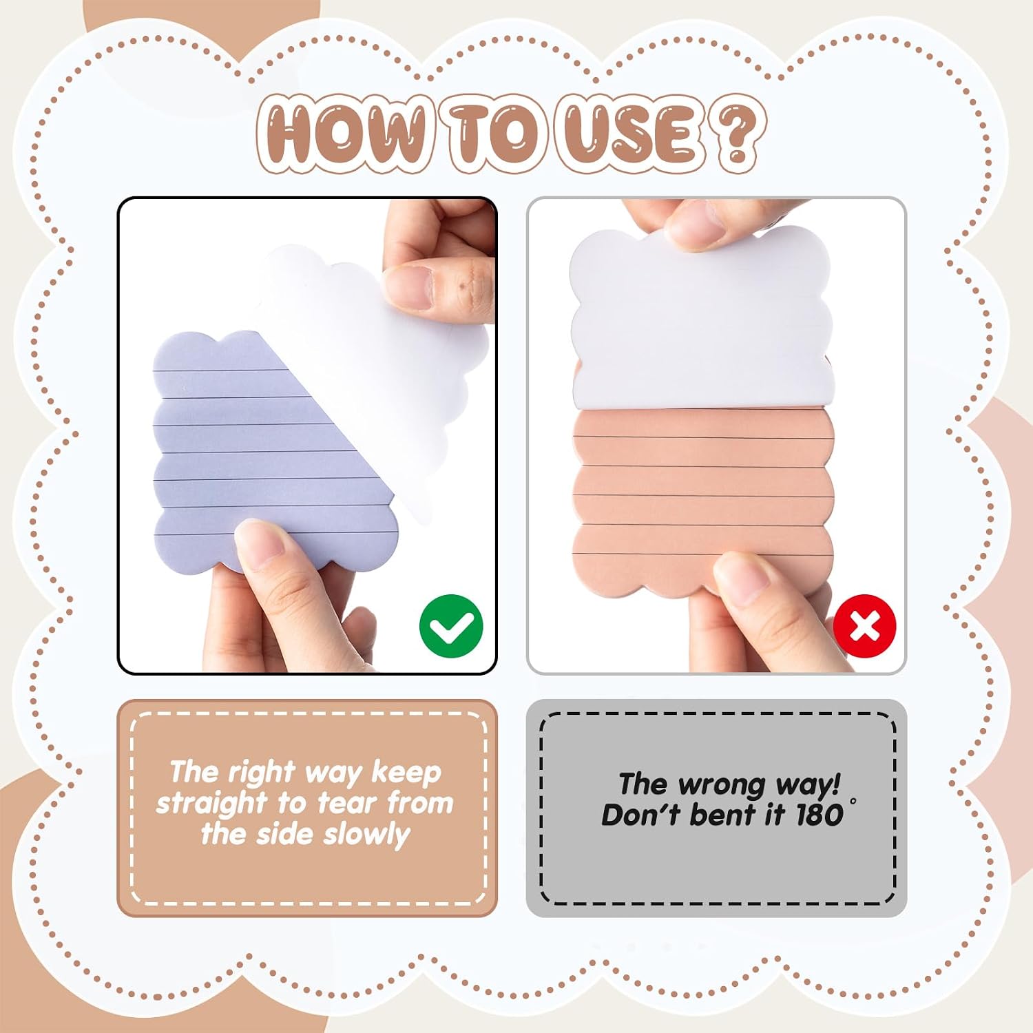 Eaasty 8 Pack Scalloped Sticky Notes Lined 3" X 3" Morandii Memo Pads image 3