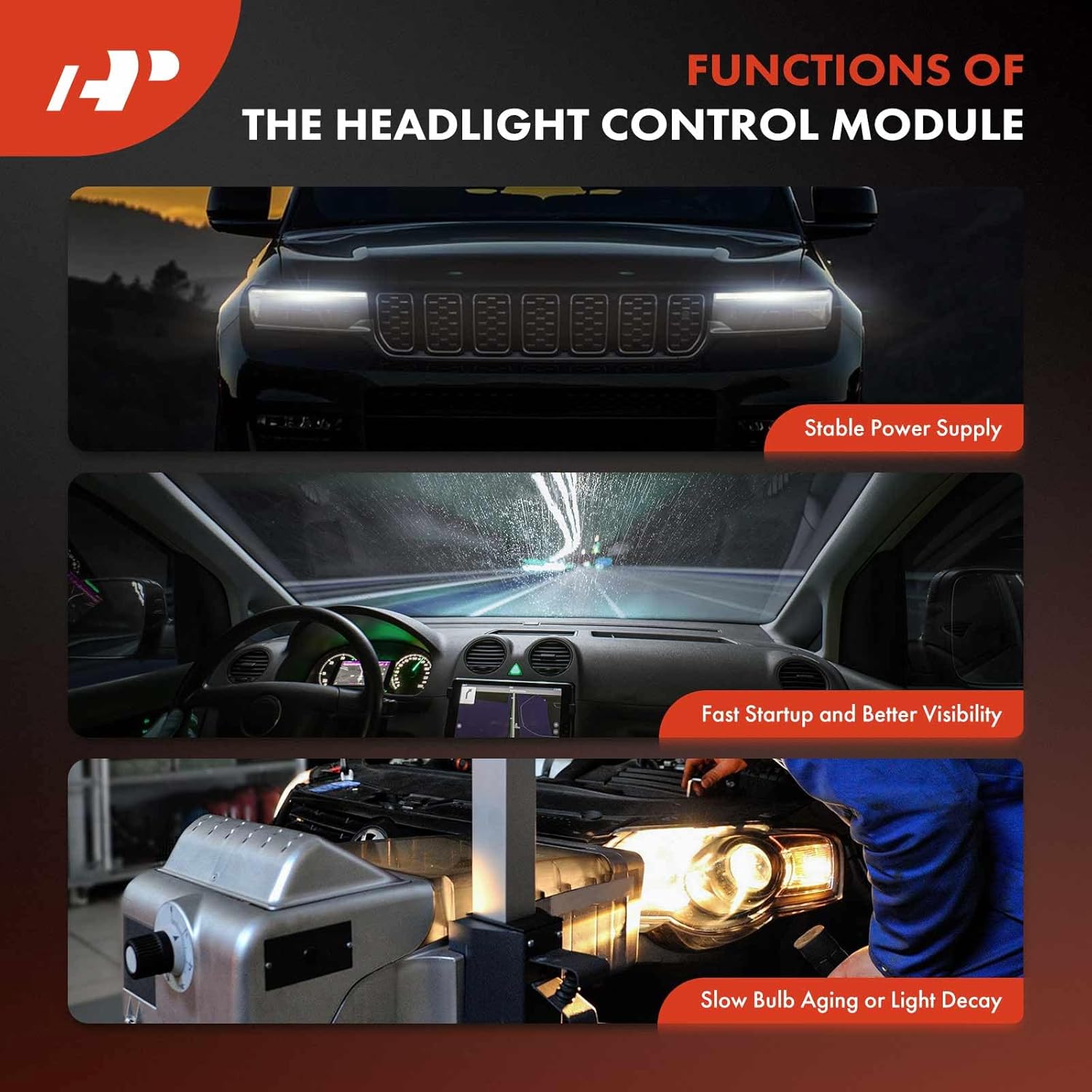 A-Premium Headlight Control Module Compatible with Volkswagen Passat, Touareg, Eos & Audi A4, A4 Quattro, Q7, S4 & Chrysler 300 & Cadillac SRX, CTS & Volvo S60, XC70 & Seat, 2-Pc Set