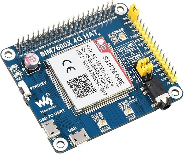 IBest 4G / 3G / 2G / GSM/GPRS/GNSS HAT for Raspberry Pi, Based on SIM7600E-H, Support LTE CAT4 for Downlink Data Transfer, 4G Connection, Making Call, Sending SMS, Global Positioning - 2