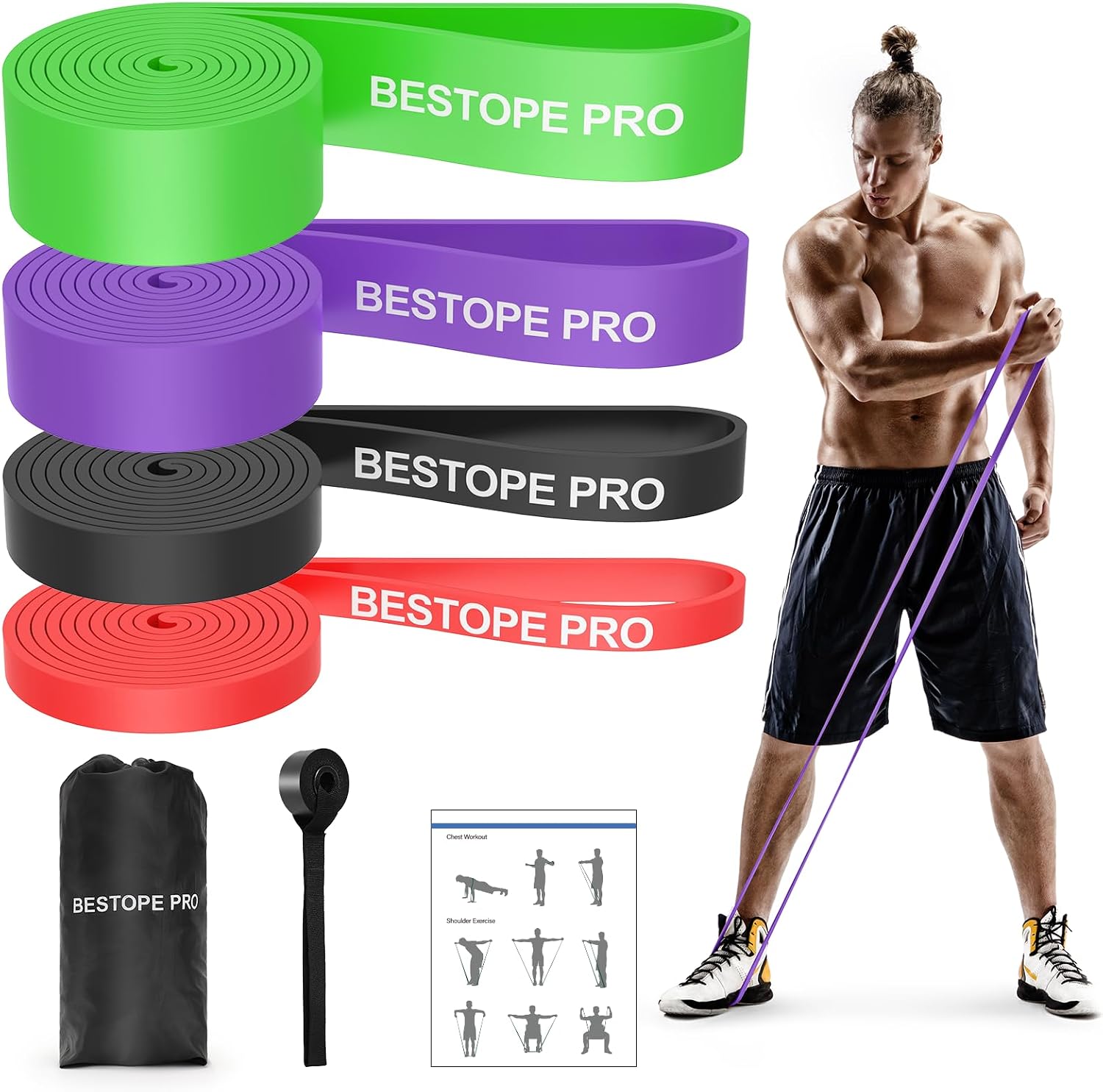 BESTOPE PRO Resistance Band Resistance Bands Set for Strength Training Pull Up Training Fitness Bands for Pull-Up Stretching Yoga Strength Training Pilates Crossfit Men and Women