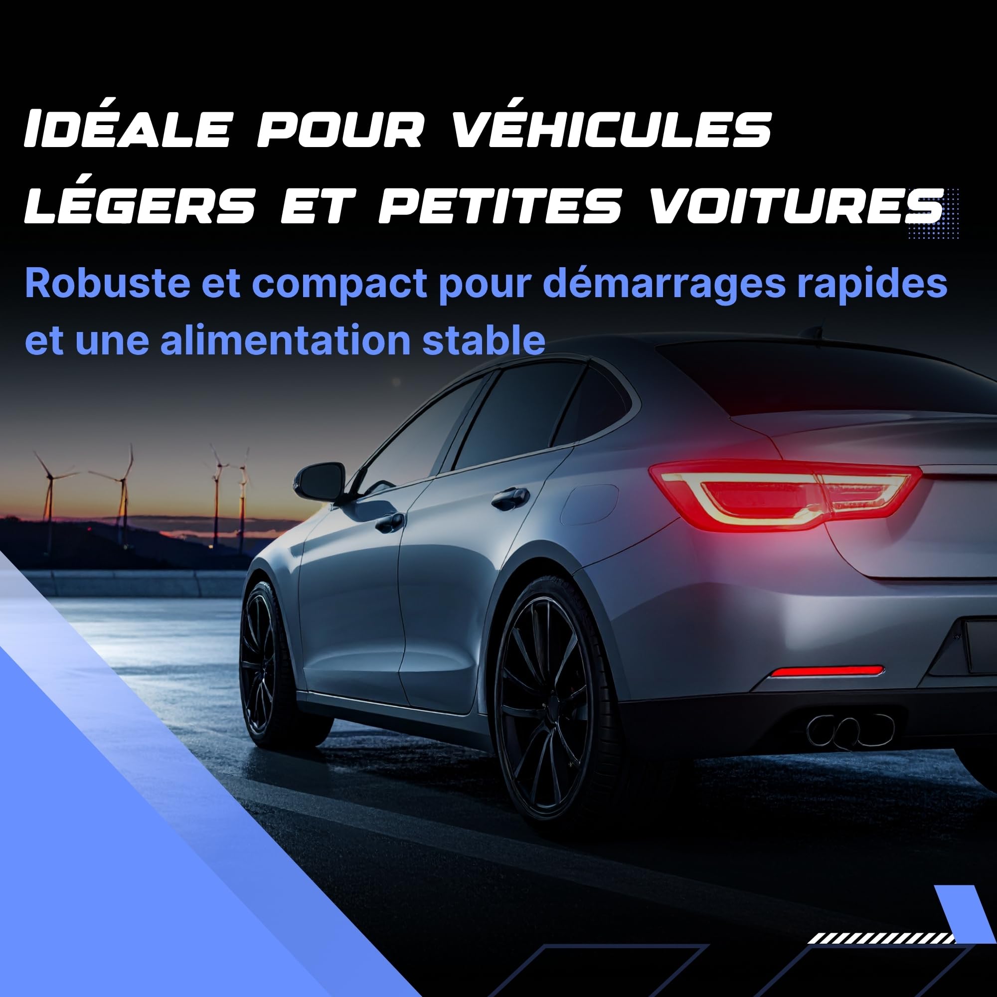 Batterie 12V 45Ah B24R - Démarrage 380A - Batterie Auto Sans Entretien - Format B24R Compact Compatible Voiture, Tracteur et Chantier - Remplacement Origine - Power Hexagone