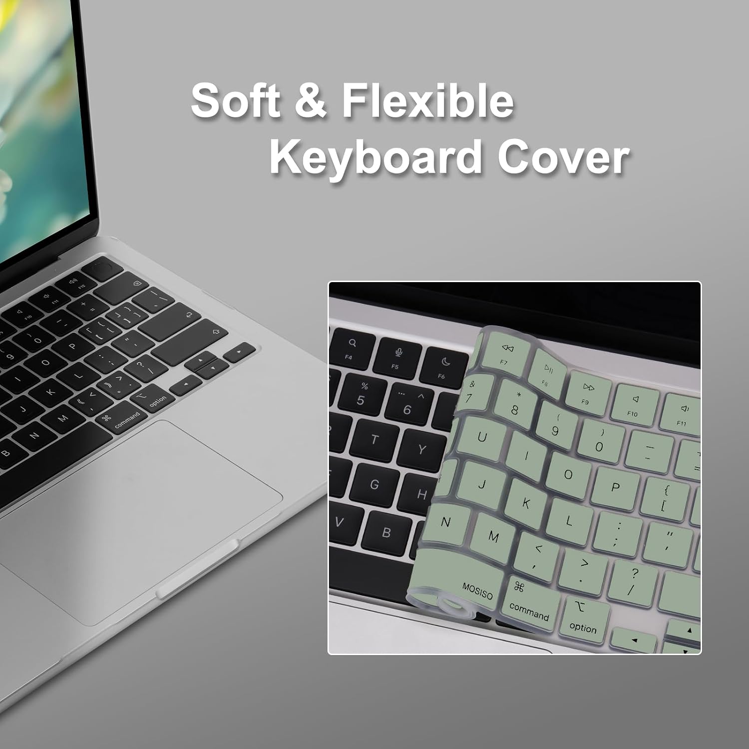MOSISO Compatible with MacBook Air 13 inch Case M5 2026 M4 2025 M3 M2 2024-2022 A3449 A3240 A3113 A2681, Rero Floral Medallion Hard Shell&Keyboard Cover&Screen Film for MacBook Air 13.6 inch, Green